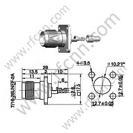 TNC θηλυκή φλάντζα για RG178 RF Connector
