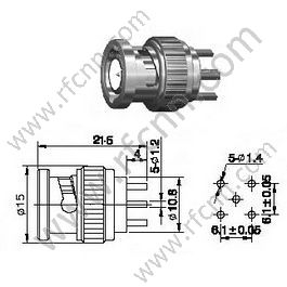 BNC αρσενικό για υποδοχή PCB RF
