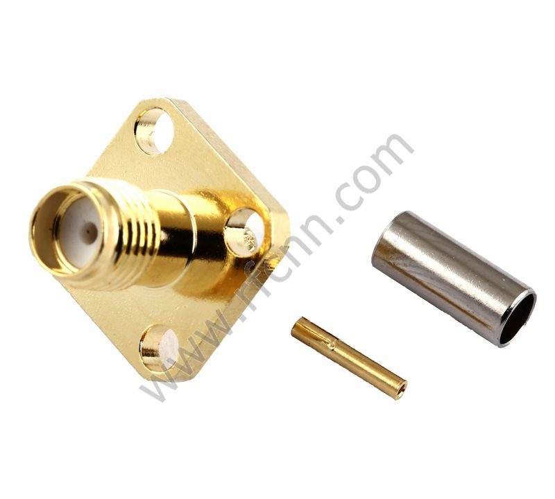 SMA θηλυκή φλάντζα πλατεία Bulkhead για RG174 RF Connector