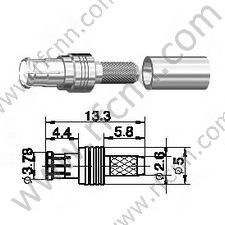 Mcx αρσενικό πτύχωμα για υποδοχή RG174 RF