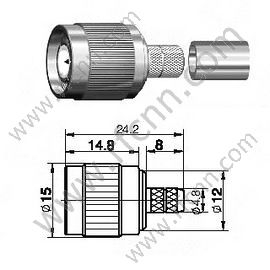 TNC αρσενικό για υποδοχή LMR200 RF