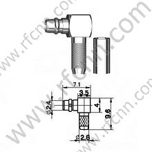 MMCX Αρσενικό πτύχωση σωστή γωνία για RG174 RF Connector