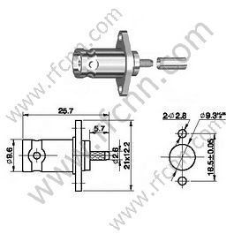 BNC Crimp Female Flange Mount για RG174 RF Connector