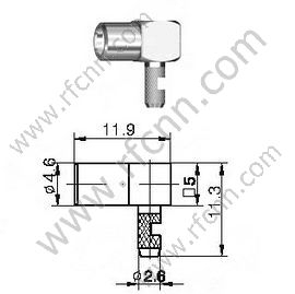 SSMB αρσενική δεξιά γωνία για RG178 RF Connector