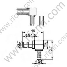 SMB θηλυκό πτύχωση δεξιά γωνία για RG174 RF Connector