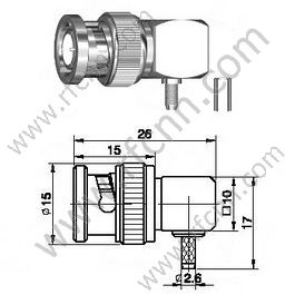 BNC πτύχωση αρσενική γωνία για RG174 RF Connector