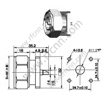 DIN 7/16 MAND FLANGE MOUNT RF