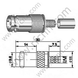 BNC Crimp Female για RG58 RF Connector