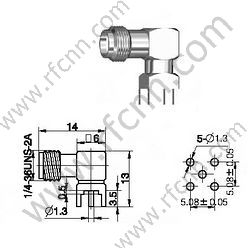 SMA θηλυκή δεξιά γωνία για υποδοχή PCB RF