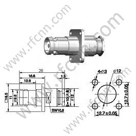 Φλάντζα γυναικείου σφιγκτήρα BNC για RG174 RF Connector