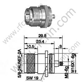 N θηλυκό bulkhead mount rf συνδετήρα