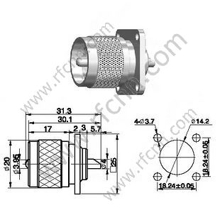 UHF Male Flange Mount RF Connector