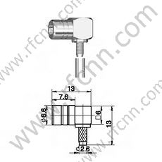 SMB αρσενικό πτύχωση δεξιά γωνία για RG174 RF Connector