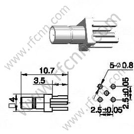 SSMB θηλυκό για υποδοχή PCB RF