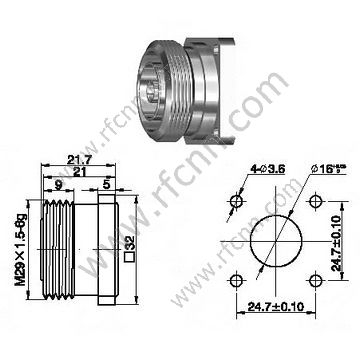 DIN 7/16 Γυναικεία υποδοχή Microstrip RF