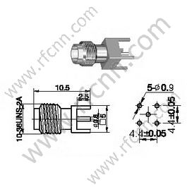 SSMA αρσενικό για υποδοχή PCB RF