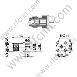 SMA θηλυκό για υποδοχή PCB RF