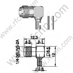 SMA θηλυκό πτύχωση δεξιά γωνία για RG58 RF Connector