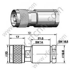 N αρσενικό σφιγκτήρα για υποδοχή LMR400 RF