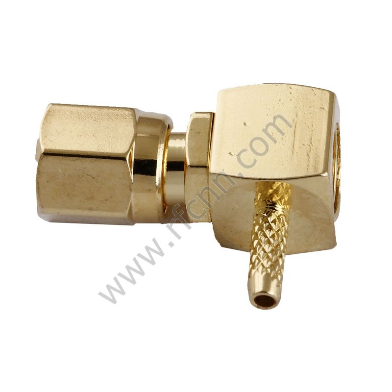 SMC γυναικεία δεξιά γωνία πτύχωση για RG178 RF Connector