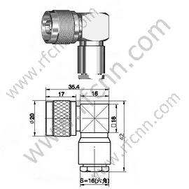 N Αρσενικό σφιγκτήρα δεξιά γωνία για RG214 RF Connector