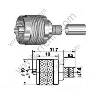 UHF αρσενικό πτύχωμα για υποδοχή LMR300 RF
