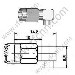 SSMA αρσενικό πτύχωση δεξιά γωνία για το RG405 RF Connector