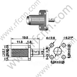 SMA θηλυκή φλάντζα πτύχωση για το RG178 RF Connector