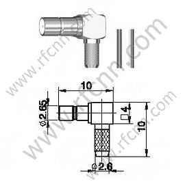 SSMB θηλυκή δεξιά γωνία για RG174 RF Connector