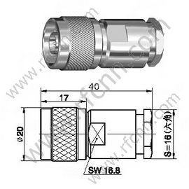 N αρσενικό σφιγκτήρα για RG213 RF Connector