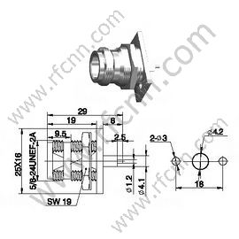 N θηλυκό bulkhead microtrip flange rf συνδετήρα